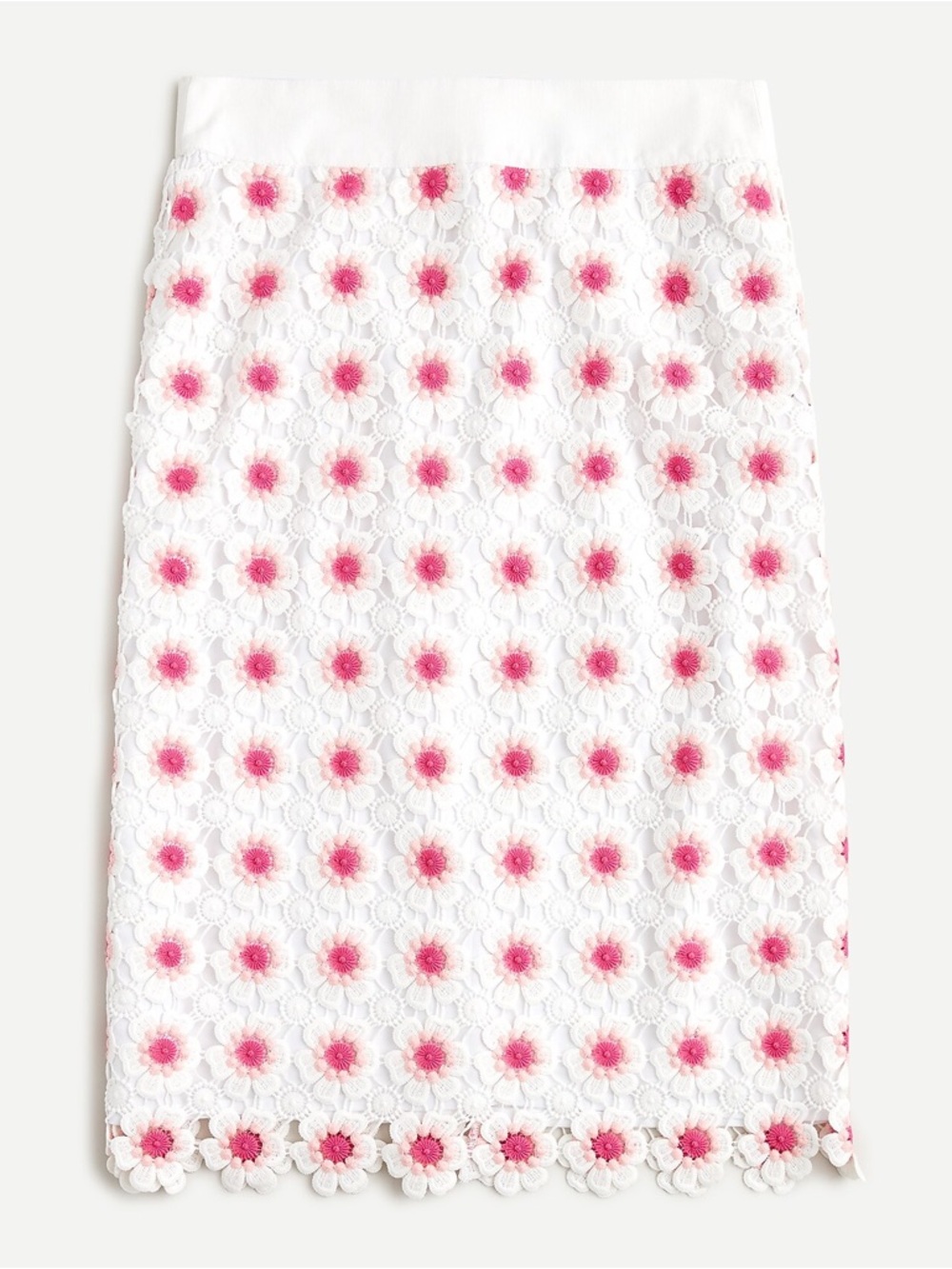 J. Crew Pink and White Floral Crochet Midi Skirt - Picture 3 of 8